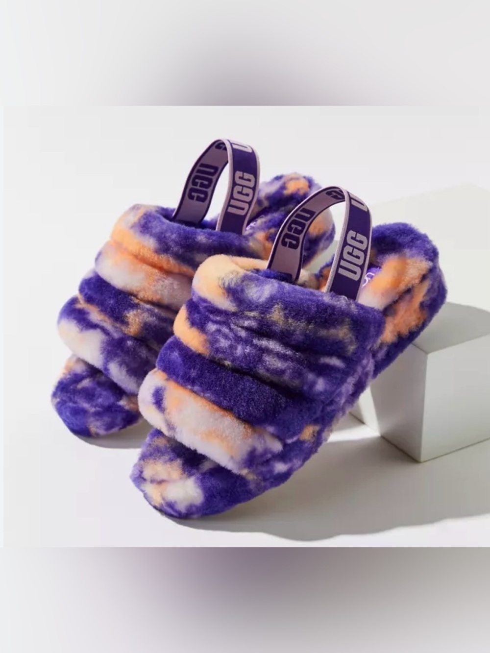 UGG FLUFF YEAH SLIDE Sz. 10 Marble Violet Night. PRISTINE, LIKE NEW CONDITION